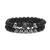 Amazon eaby fornecimento micro incrustado cabeça de lobo zircônia pulseira masculina terno pulseira de pedra fosca fábrica direta cruz