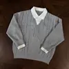 Estilo Old Money, diseño falso de dos piezas, nueva colección de otoño, suéter de forro polar estilo coreano, polo estilo marroquí con estampado floral, hilo retorcido