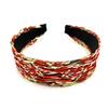 Diadema francesa de cuero de PU transfronterizo europeo y americano, diadema de ala ancha de malla tejida vintage, prensado de cabello con torsión cruzada desordenada