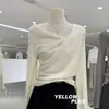 Camiseta Base de Color Sólido Suave de Modal con Cuello Amplio y Mangas Largas Moda Otoño Temprano para Mujer, Bonita, Adelgazante, Estilo Coreano