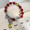 Nova pulseira de miçangas de Ano Novo Chinês ágata vermelha pedra natural Cristal Lótus pulseira de borla feminina Acessórios de pulseira de Ano Novo
