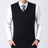 Nuevo Chaleco Suéter para Hombre Otoño e Invierno 2022 Chaleco de Lana de Color Sólido para Hombre Chaleco de Negocios para Hombre Cuello en V Papá de mediana edad
