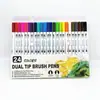 Canetas Marcadoras Suaves de Ponta Dupla, Canetas Aquarela Artísticas para Crianças e Estudantes, Canetas de Desenho Artístico, em Estoque para Envio Direto, Podem Ser Rotuladas