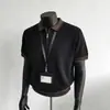 Nuevo Estilo Old Money Tejido para Hombre Manga Corta de Alta Gama con Solapa y Cremallera Camiseta Casual de Negocios