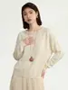 Tricô Redondo de Seda Mulberry e Fio de Papel Estilo Old Money para Mulheres, Moda Feminina Nova Outono Inicial 2026, Suéter Simples Solto