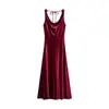 Ins ropa de mujer al por mayor estilo europeo y americano transfronterizo moda sexy terciopelo ajustado con cinturón elegante vestido