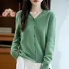 Cárdigan con Capucha 100% Lana Ropa Exterior para Mujer Otoño e Invierno Casual Primera Línea Listo para Usar Tejido de Lana Tejido Base
