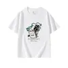 Camiseta de Algodón Puro Negra de Manga Corta con Cuello Redondo, Estilo Nuevo de Verano para Mujer, Marca de Moda Americana, Estampado de Cachorro de Dibujos Animados, Top Casual Holgado para Mujer