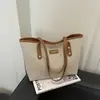 Bolso tote de moda transfronterizo, nuevo diseño retro y minimalista, adecuado para ir al trabajo, bolso de hombro casual, elegante bolsa de lona para mujer