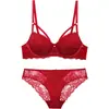 Set de Sujetador con Aros y Soporte Lateral de Encaje para Busto Pequeño, Lencería Sexy Transfronteriza en Liquidación