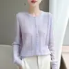 Cardigan de Tricô Gola Redonda Jacquard Padrão Coração Manga Longa Feminino Seda Cashmere Outono/Inverno 2026 Solto Versátil