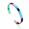 Pulsera Abierta Ajustable con Forma de C de Acero Inoxidable de Europa y América, de Venta Caliente Transfronteriza, Pulsera de Acero de Titanio con Patrón y Texto DIY, Adornos para la Mano