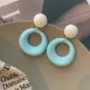 Pendientes de Círculo Coloridos Dopamina Verano Dulce Corazón Aguja de Plata Frescos Acrílicos Nicho Estilo Vacaciones
