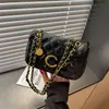 Elegante bolsa de corrente com padrão de losangos para mulheres, novo estilo outono 2026, bolsa de ombro e transversal inspirada na Chanel, bolsa quadrada pequena versátil