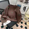 Suéter Pulôver Bordado Floral Retrô Japonês para Mulheres, Novo Estilo Outono e Inverno 2026, Tricô Curto de Estilo Solto e Preguiçoso