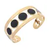 Europa y Estados Unidos transfronterizo nuevo acero inoxidable gota de aceite pintado al óleo pulsera abierta exagerada para mujer chapado en oro de 18K pulsera venta al por mayor