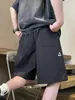 Pantalones Cortos Deportivos Azul Marino para Hombre, Estilo Delgado de Verano, Pantalones Casuales Americanos de Moda de Longitud Media, Holgados Rectos de Secado Rápido de 5 Puntos