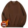 Moletom Pesado Forrado com Lã de Algodão Cor Sólida Solto Gola Redonda Ombro Caído Lã de Raposa Prateada para Homens e Mulheres, Marca Trendy, Outono e Inverno Atacado Personalização