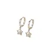 Pendientes de Aro para Mujer con Colgante de Estrella de Circonita de Plata de Ley S925, Lujo Ligero, Aros de Gama Alta de Nicho, Pendientes Simples y Versátiles Estilo Ins