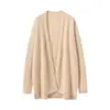Cardigan de Tricô Feminino Konsaini 100% Caxemira Elegante Moderno Solto Relaxado Suave