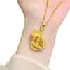 Nova Luz Pendente Antiga Chinesa Método Escovado Diamante Vermelho Rosa Borboleta Dupla Cabaça Luxo Alto Padrão Estilo Retrô Colar da Fortuna e Prosperidade para Mulheres