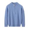 Chaqueta de punto para niños de cachemira con cuello medio alto, manga larga, cremallera, otoño e invierno, gruesa, con giro pequeño, tallas medianas y grandes