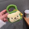 Monedero Tejido a Mano Bolso Estuche Protector para Audífonos Bluetooth Bolsa de Almacenamiento para Audífonos Bolsa de Peluche de Dibujos Animados Cabeza de Oso