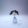 Enfeites de Árvore de Mini Cristal Naturais, Artesanato Criativo de Vaso Pequeno, Árvore de Pedras de Cristal Roxas e Amarelas, Enfeites de Decoração para Casa