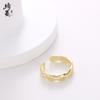 Anillo Cruz Brillante Estilo Europeo y Americano Chapado en Cobre Oro Real Anillo de Dieta Abierto Ajustable de Nicho de Gama Alta Lujo Ligero para Mujer