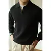 Suéter de punto fino para hombre, cuello en V, suéter de punto, cuello, cálido, manga larga, estilo americano, otoño e invierno