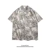 Camisa Floral Estilo Tailandés para Hombre Verano Tendencia Marca Ruffian Tendencia Guapo Manga Corta Talla Grande Holgada Para Pareja Seda de Hielo Secado Rápido Camisa de Playa