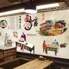 Fondo de pantalla de cara pequeña de Chongqing tela de pared de fondo de tienda de fideos de Shaanxi decoración de pared de restaurante mural decoración de tienda de fideos fondo de pantalla