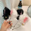 Diadema de Orejas de Gato de Felpa con Cascabel, Tocado Femenino, Diadema de Gato, Accesorios para Transmisión en Vivo de Halloween, Tocado de Ambiente