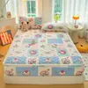 Lençol de Cama Ajustável Estampado Acolchoado de Lã de Leite Macio Amigo da Pele Modelo Outono/Inverno Antiderrapante Quarto Fixado com Segurança Cobertura de Cama Protetora Fácil de Cuidar
