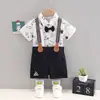 Novo Conjunto de Alças de Verão para Bebês Meninos e Meninas Bebê Bebê Bebê Infantil Casual Jeans Alça Manga Curta Duas Peças