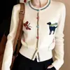 Suéter de malha fashion casual com gola redonda para outono e inverno, que rejuvenesce, com design de laço, jaqueta cardigã versátil, novo suéter de tricô
