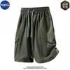 Conjunto de shorts de manga corta con diseño de media cremallera de alta calidad marca Nasa para hombre, un conjunto completo para deportes casuales de verano