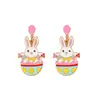 Pendientes de Borla de Pascua Transfronterizos, Conejo, Huevo, Esmalte, Pendientes Geométricos de Moda con Pedrería, Pendientes Personalizados para Festividades para Mujer
