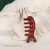 Pente de Sândalo Verde Natural para Meridianos Pente Portátil para Massagem na Cabeça Couro Cabeludo Cinco Dedos Pente Universal Dentes Largos Pente Gua Sha