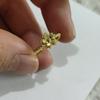 Anillo de Flor de Durazno de Doble Capa para Mujer, Anillo Antiguo Retro Dulce Dorado, Anillo para Dedo Índice de Hilo Envolvente de Flor Pequeña al por Mayor