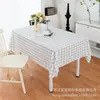 Toalha de Mesa Estilo Ins com Padrão Xadrez para Mesa de Jantar e Mesa de Centro, Lavável, Impermeável, à Prova de Óleo, Toque de Luxo, Jogo Americano Retangular