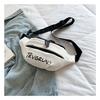 Bolsa de tela de nailon simple de color puro estilo coreano para mujer, bolsa de cintura casual texturizada, bolsa de hombro cruzada para viaje
