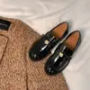 Mocasines de Piel de Vaca Camelia de Un Solo Paso Estilo Pequeño Aroma para Mujer Tacón Grueso Suela Gruesa Zapatos de Una Sola Pieza Punta Redonda Para Ir al Trabajo JK Zapatos Pequeños de Cuero