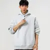 Moletom com capuz de cor sólida e corte solto para homens e mulheres, estilo primavera e outono, jaqueta esportiva casual color block, blusa de manga comprida