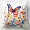 Funda de almohada con estampado de mariposas en tinta china de primavera Decoración para el hogar, sofá, cojín decorativo, modelo floral, decoración de habitación, admite personalización