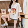 Linda Camiseta Holgada de Manga Corta con Diseño de Cuello en V para Mujer Verano Nuevo Talla Grande Estilo Versátil Top