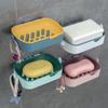 Caja de Jabón Nórdica Sin Costuras Doble Capa Soporte de Jabón Creativo Gancho Sin Perforaciones Libre de Clavos Inclinada Plástico Drenaje Caja de Jabón