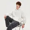 Sudadera con capucha de color liso y escote abotonado, hecha de felpa para bebé, amigable con la piel, con hombros caídos, corte holgado y un estilo casual y relajado