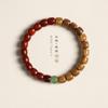Estilo Étnico Sandália Verde Sandália de Sândalo Sangue Sandália de Sândalo Dupla Sandália Reta Contas Cilindricas Pulseira Pequena Artesanal Fina Pulseira de Brincadeira Cultural para Homens e Mulheres
