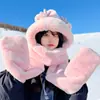 Bonito Sombrero de Oso para Mujer, Nuevo Estilo de Invierno, Felpa, Cortavientos, Engrosado, Cálido, Adelgazante de Rostro, Protector de Orejas, Gorro Bufanda